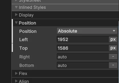 Image showing where the Position menu is in the inspector.